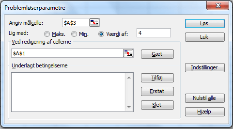 Solver parameters
