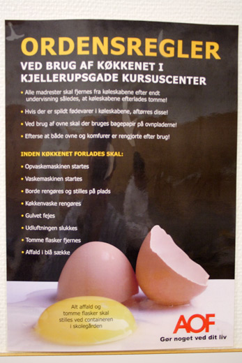 Ordensregler ved brug af k&oslash;kkenet