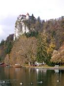 The castle stands high above the lake