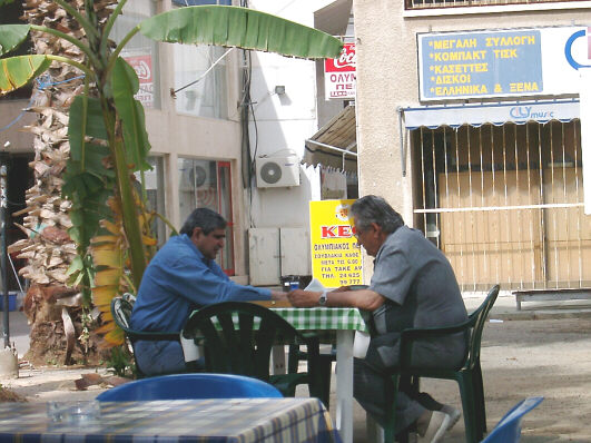Locals playing backgammon at Julios' in Larnaca