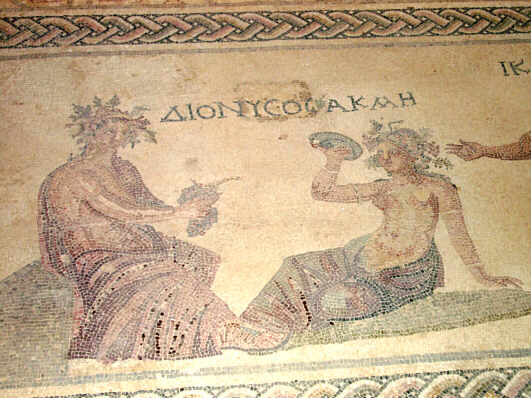 Floor mosaic with Dionysos and Akme