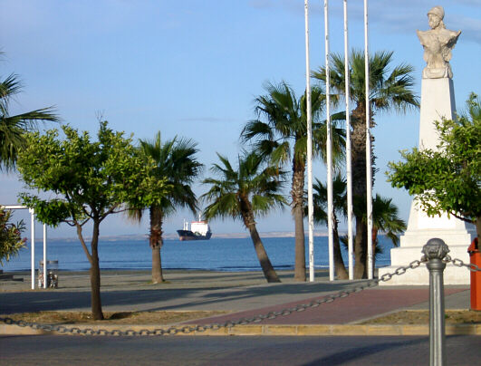 Kimon's Bust on Larnaca's seafront