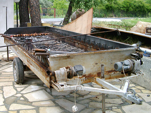 Giant barbecue with motors in Doros, Cyprus