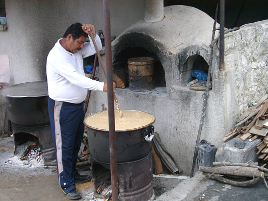 Cooking outdoors in Doros, Cyprus
