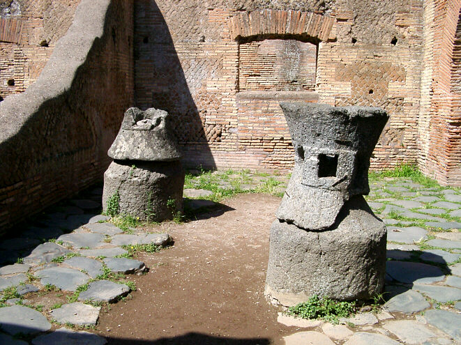 Grinding mills in the bakers' street in Ostia Antica