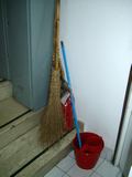 Broom and bucket in Caff� Fantini's basement